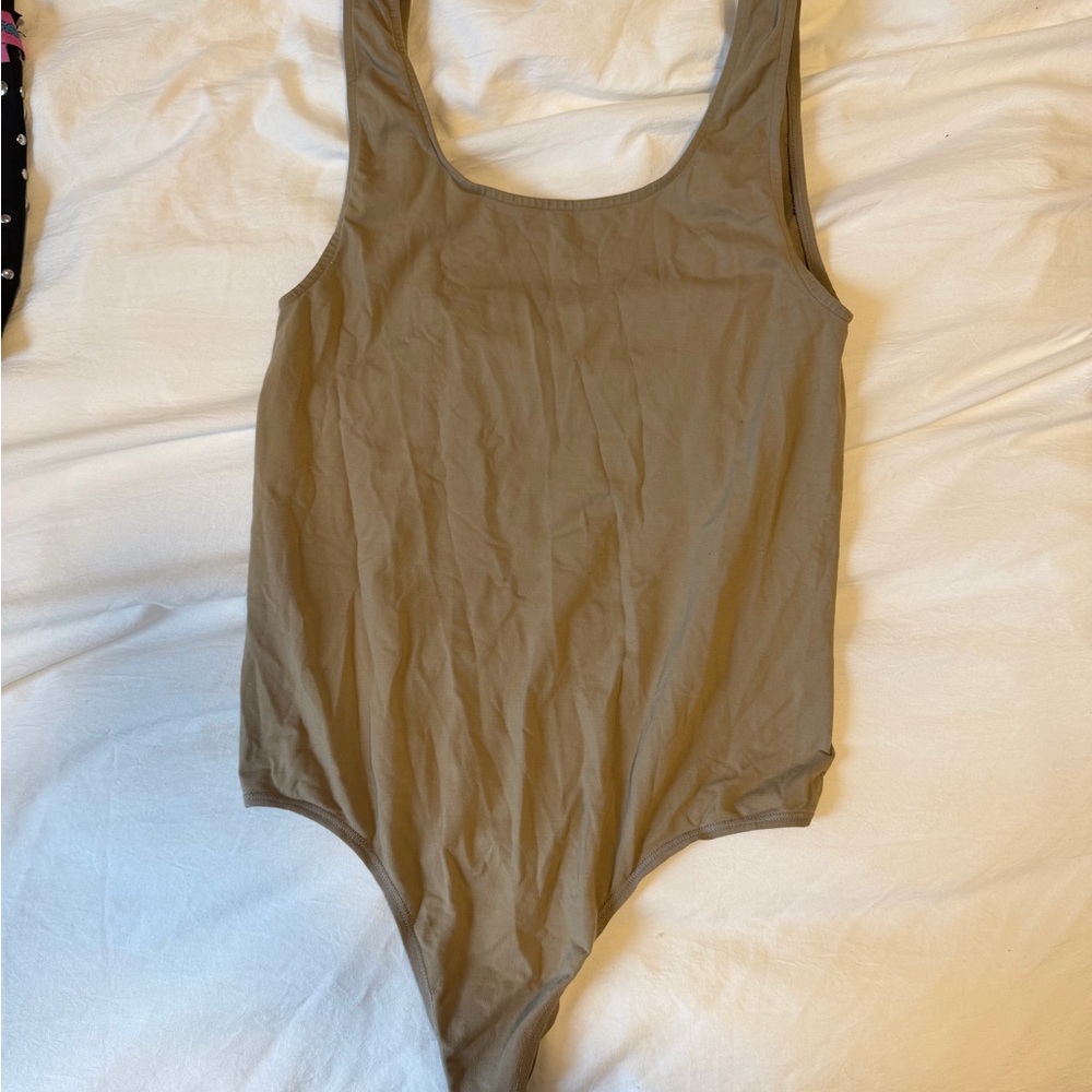 SKIMS Scoop Neck Bodysuit in Olive